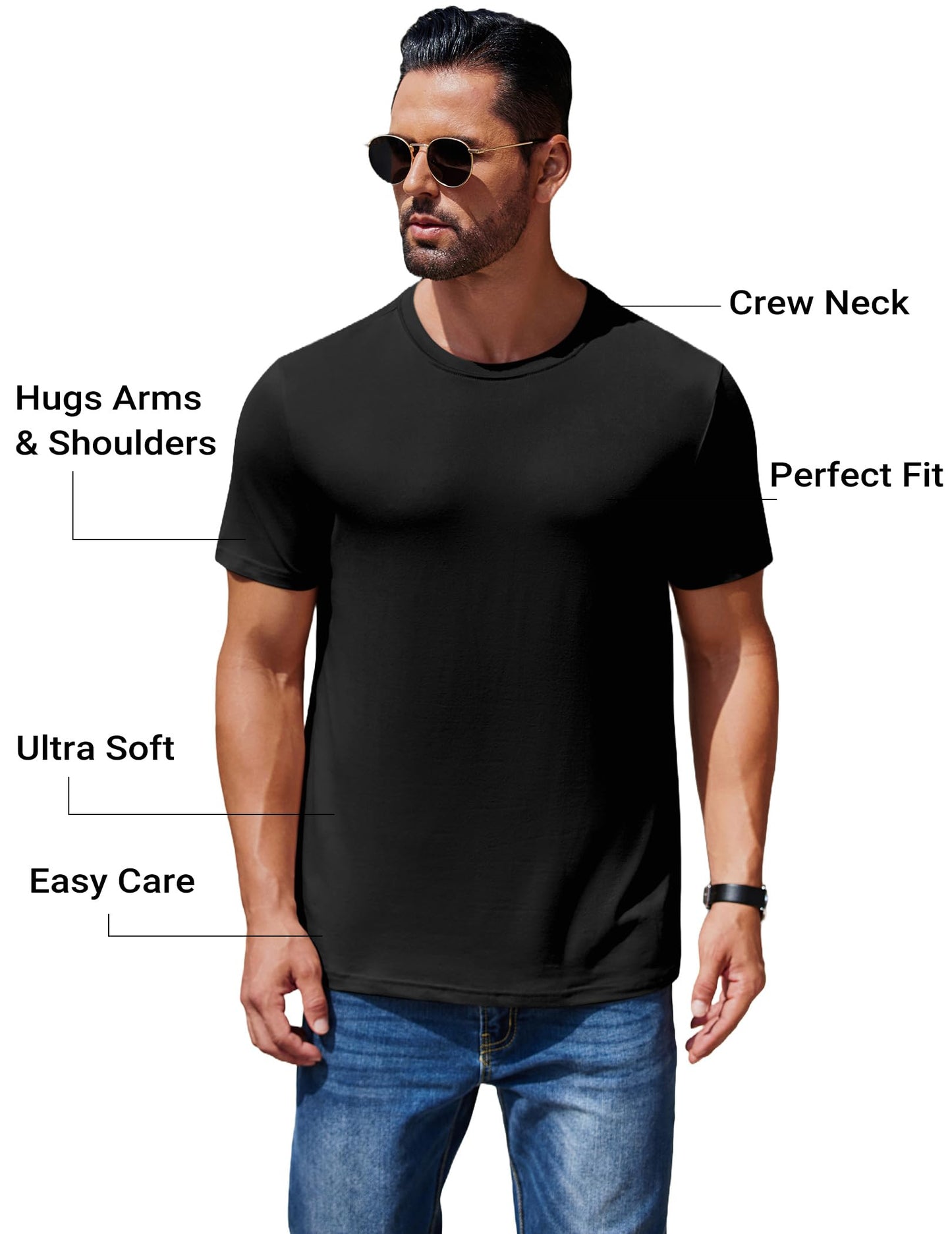 COOFANDY Men's Short Sleeve T-Shirts 1 Pack Crew Neck Casual Summer Lightweight Basic Tee Shirt