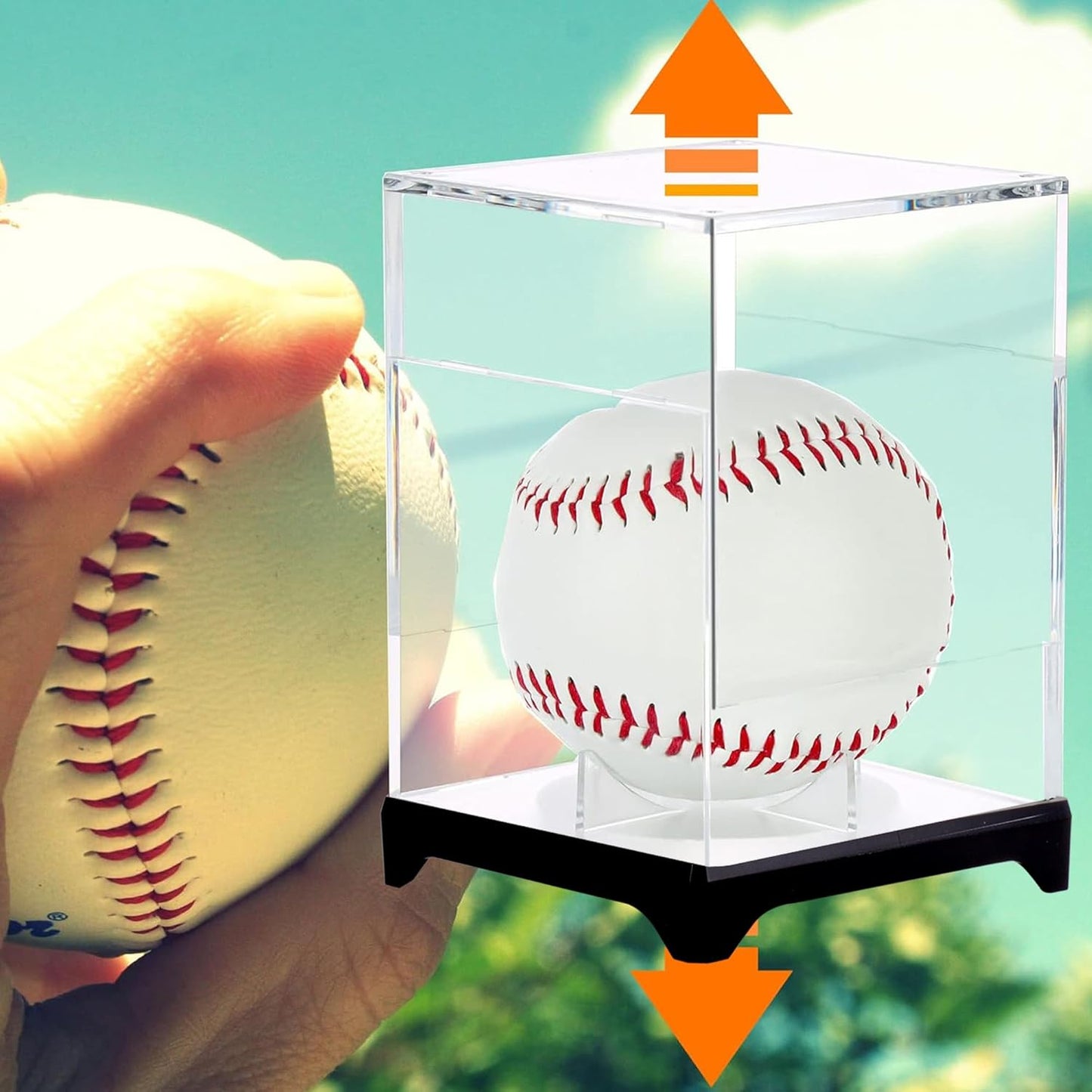 Skiennix Baseball Display Case - UV Protected Acrylic Boxes for 4 Baseballs | Durable & Stylish