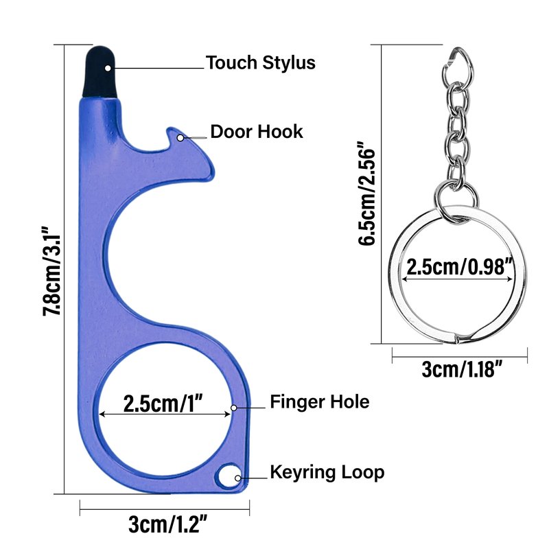 14Pcs No Touch Door Opener Tool with Stylus, Key Touchless Door Opener with Keychain Multifunctional Button Pusher Bulk Heavy-duty Safe Touch Reusable