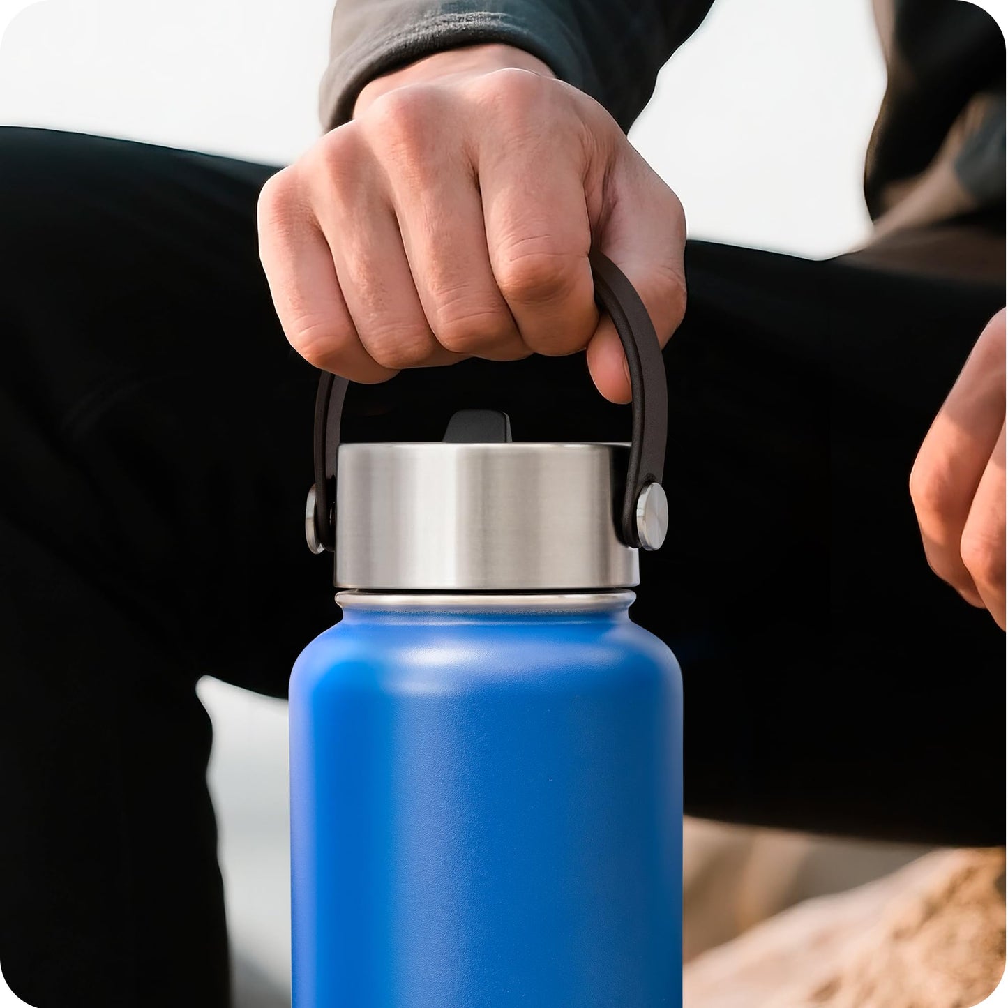 Prurex Straw Lid for Contigo Stainless Steel Water Bottles 13/20/24/32 OZ & Camelbak Chute Mag 20/25/32/40 OZ, Replacement Lid for Wide Mouth Bottle, Leak-Proof & BPA Free (2 Pack)