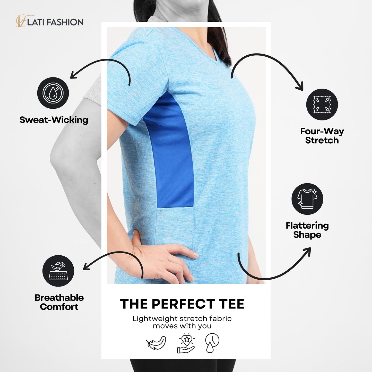 Lati Fashion 5 Pack Dry Fit Shirts for Women Workout Tops Short Sleeve V Neck Womens T Shirts for Yoga Running Pilates S-3X (US, Alpha, Large, Regular, Regular, Set6)