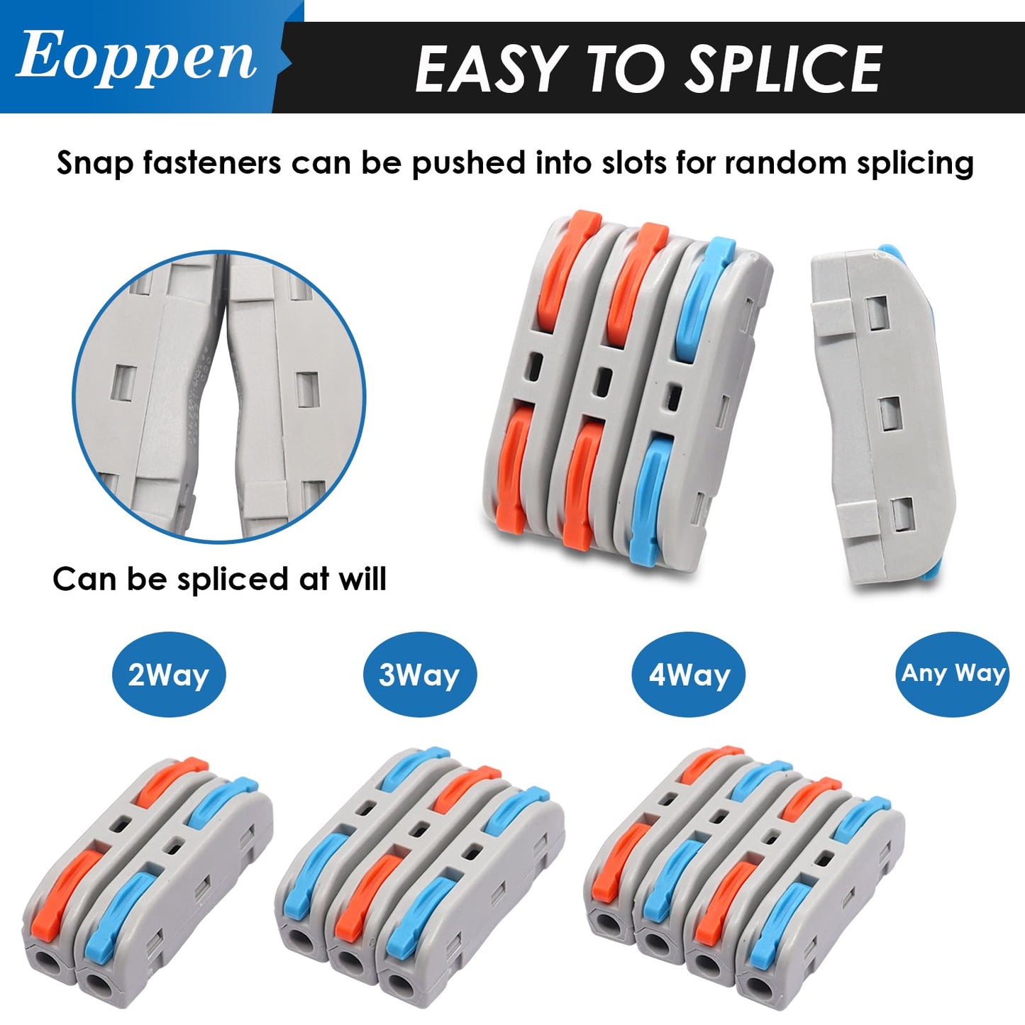 Eoppen 60Pcs Lever Wire Connectors 28-12 AWG Quick Connect Electrical Splicing Kit for Circuit Inline 1 in 1 out