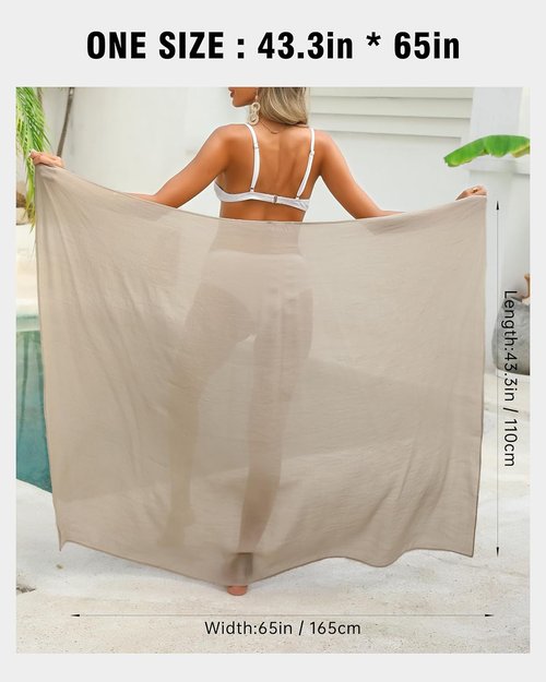Eicolorte Beach Sarong Pareo - Women's Semi-Sheer Swimwear Cover-Up with Tassels | Stylish Short Skirt