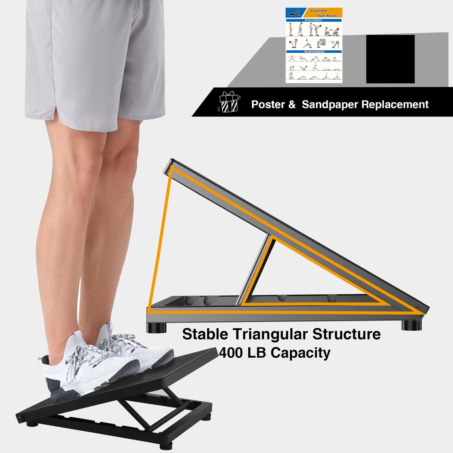 Professional Steel Slant Board Calf Stretcher Adjustable Balance Board with Non-Slip Surface for Ankle and Foot Stretching