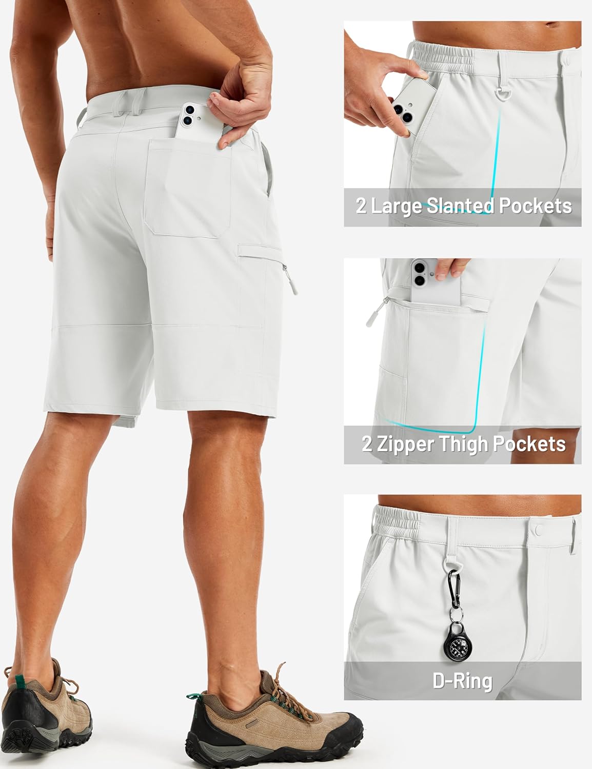 TACVASEN Men's Quick-Dry Hiking Cargo Shorts - Lightweight Tactical Design with Multi Pockets