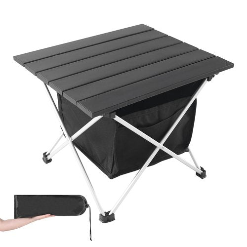 Grope Portable Camping Table Ultralight Aluminum Camp Table with Storage Bag,Beach Table for Sand with Carrying Bag,Prefect for Outdoor,Picnic,BBQ,Cooking,Festival (Black with Storage Bag-S)