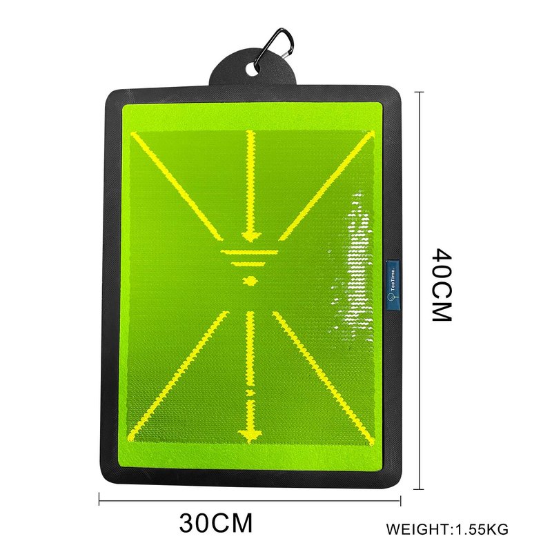 TeeTime Golf Practice Mat - Patent Pending - Dual-Tone Sequin Design - Ideal for Indoor/Outdoor Golf Training - Includes Carry Clip (Green)