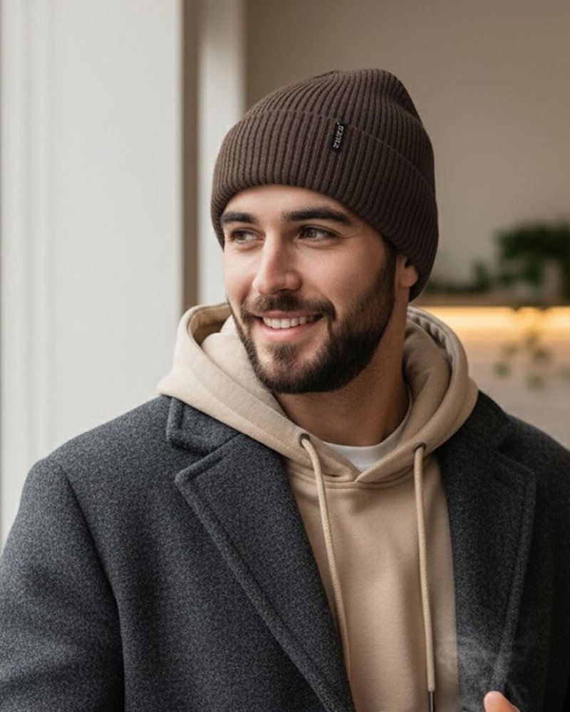 Zylioo XXL Oversize Warm Lined Knit Hat,Large Size Stretchy Winter Ski Hats,Cold Weather Cuffed Beanie Skull Cap