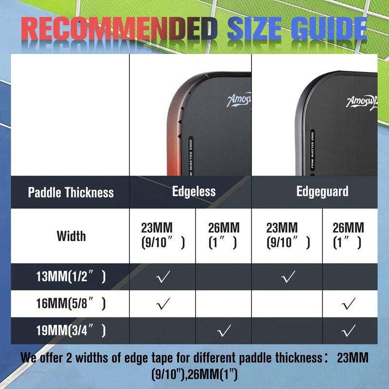 Amoswiz Pickleball Edge Guard Tape, Pickleball Protection Tapes 3 Pcs, Red to Black to Blue Gradiant Edge Tape, 26MM Width, No Wrinkling Edge Guard for 13MM & 16MM & 20MM Thicknesse Paddles