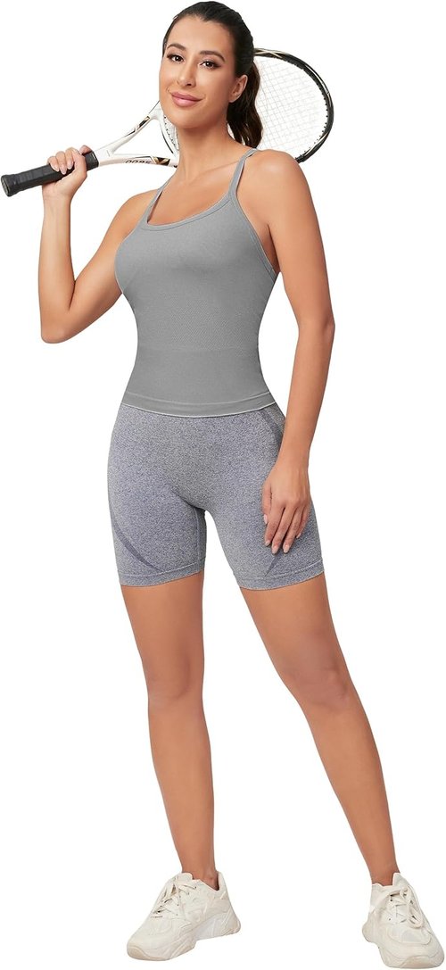 MathCat Workout Tank Tops - Sleeveless Athletic Yoga Shirts with Built-In Bra | Comfortable & Seamless