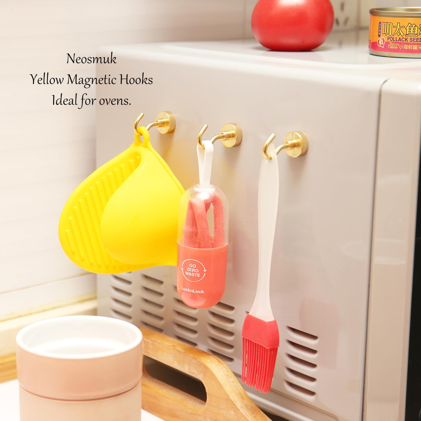 Neosmuk Magnetic Hooks,Heavy Duty Earth Magnets with Hook for Refrigerator, Extra Strong Cruise Hook for Hanging, Magnetic Hanger for Cabins, Grill (Gold, Pack of 20)