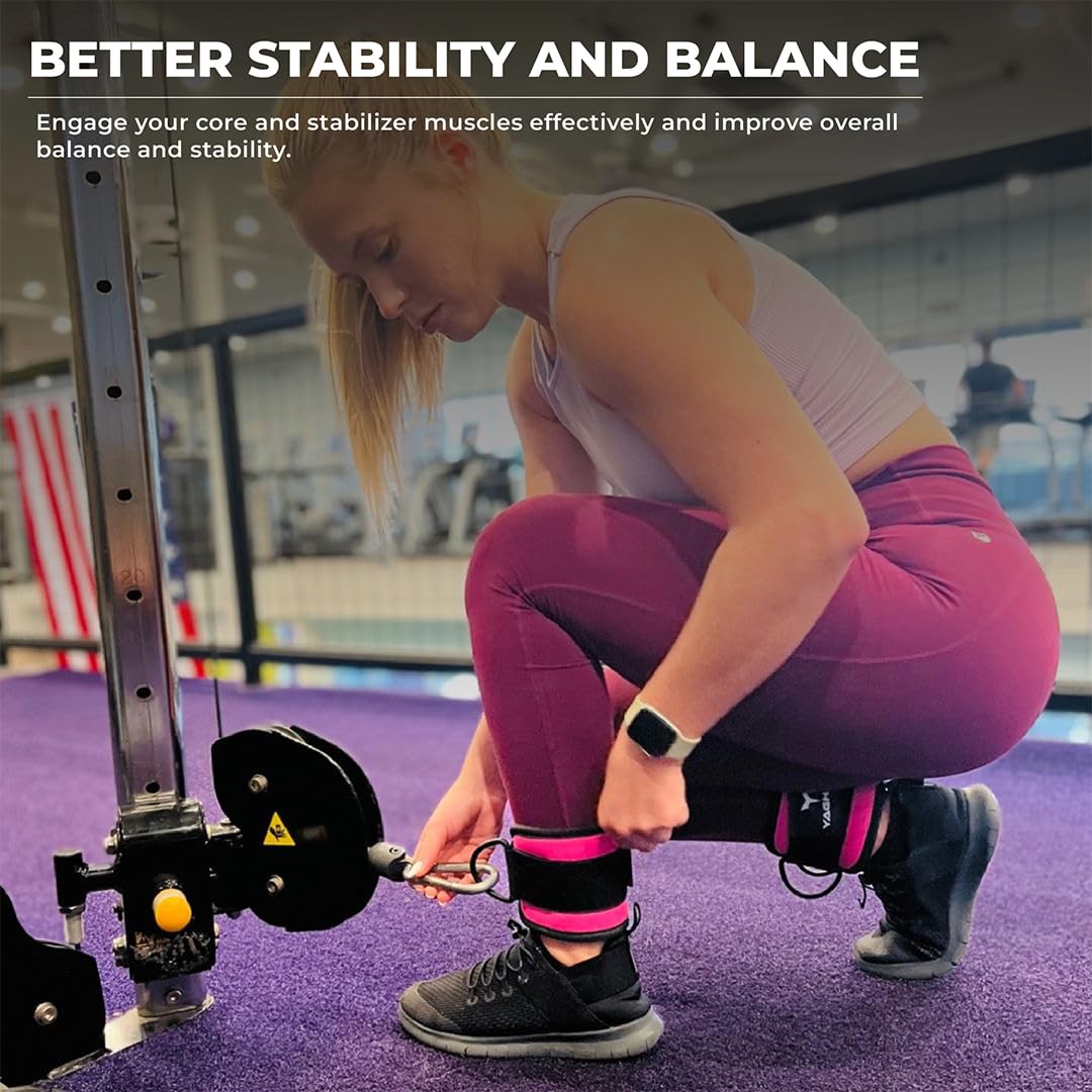 Gym Ankle Straps for Cable Machines Women & Men, Glute Kickbacks, Pair