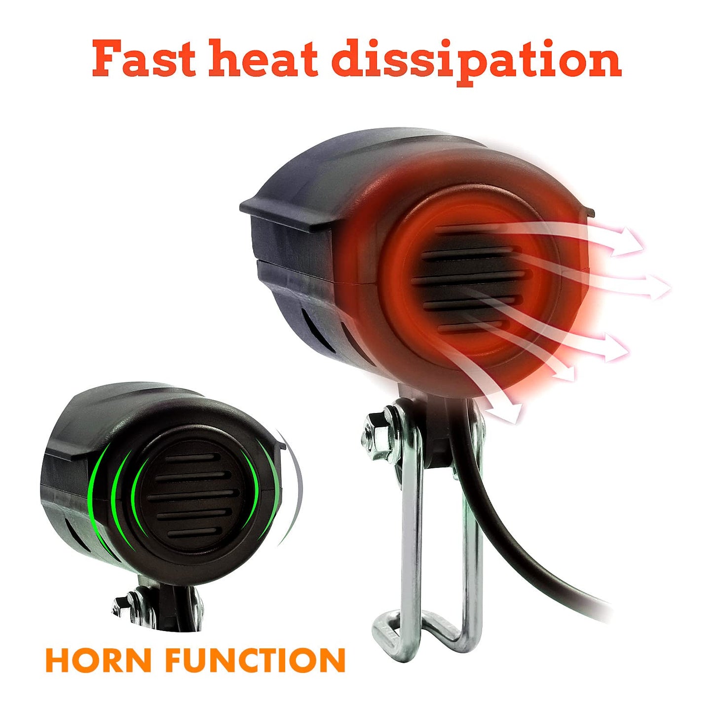 Ourbest E-Bike Front Lights with Horn for Scooter (A)