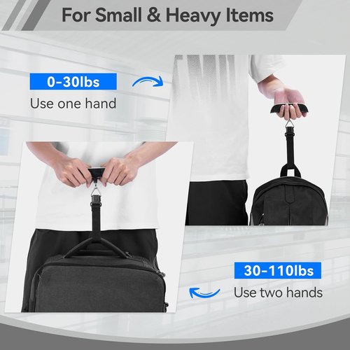 Dr.meter Luggage Scale - Portable Handheld Travel Scale with Backlight LCD Display | 110lb/50kg Capacity