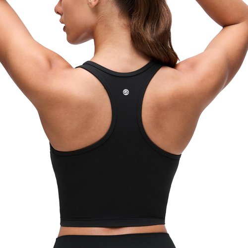 CRZ YOGA Racerback Crop Tank Tops for Women - Padded Y-Back Longline Sports Bra | Comfortable Workout Wear