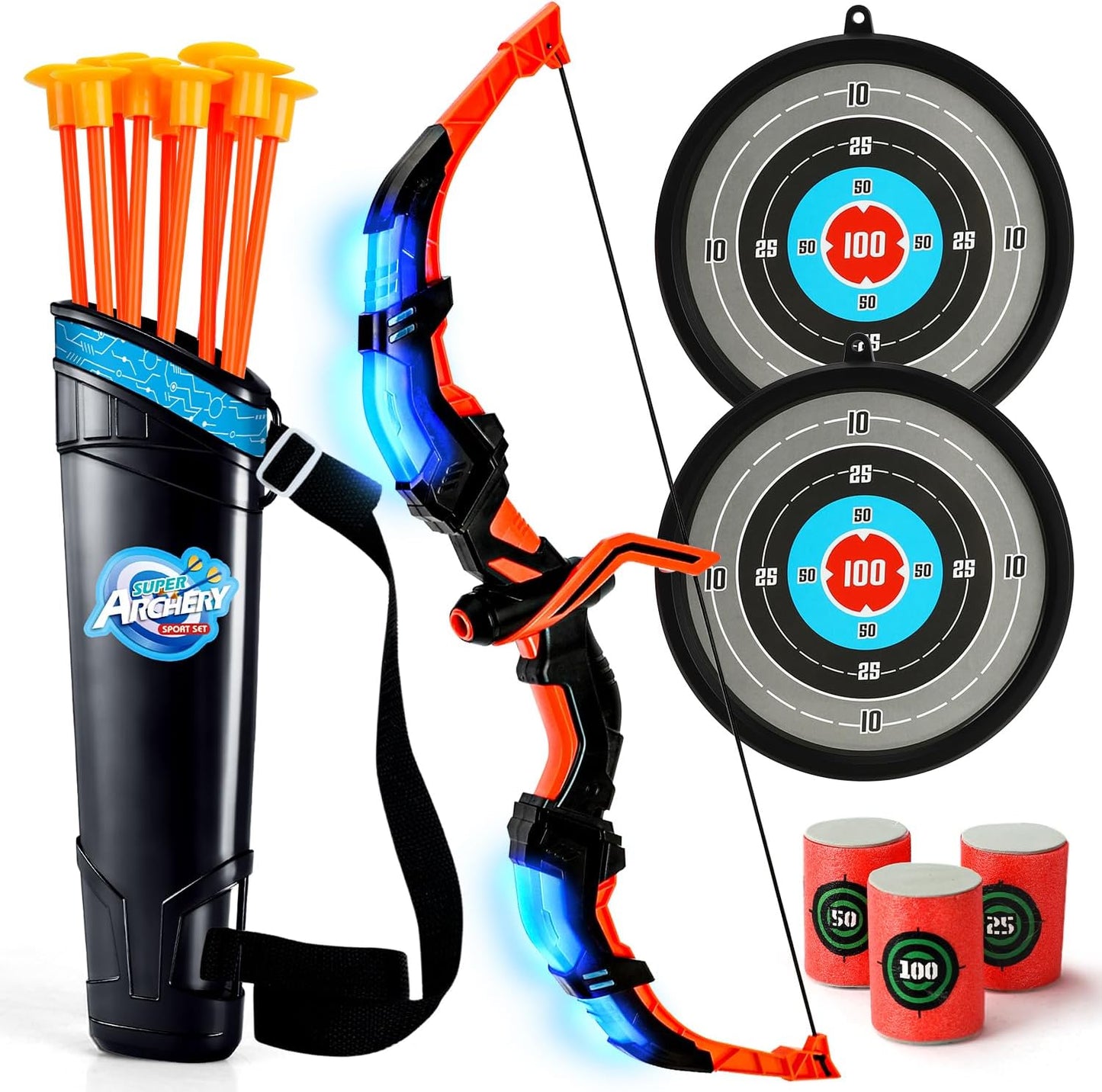 TOY Life Bow and Arrow Set - Light Up Archery Toys for Kids Ages 4-12 | Perfect Outdoor Gift for Boys