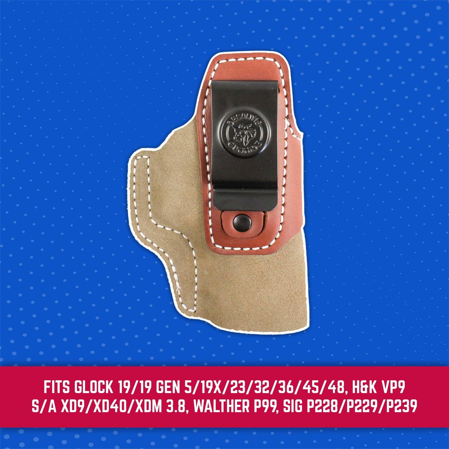DeSantis Transit IWB Gun Holster- Concealed Carry Holster, Fits the GLOCK 19/19 Gen 5/19X/23/32/36/45/48, S/A XD9/XD40/XDM 3.8, Walther P99, SIG P228/P229/P239, H&K VP9 - Ambidextrous, Tan