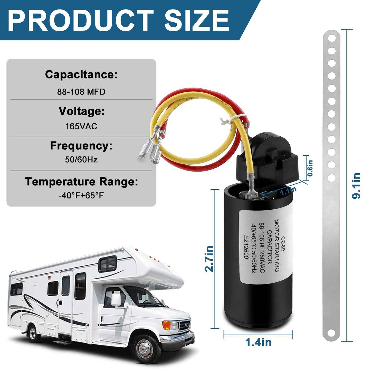 AMI PARTS 8333A9021 Fits for Coleman Hard Start Capacitor kit (2pcs)8333a9021 8335-9021, and 9333-9021 Replacement AC Hard Start Kit, Air Conditioner RVP Products Start Device Package for Coleman AC