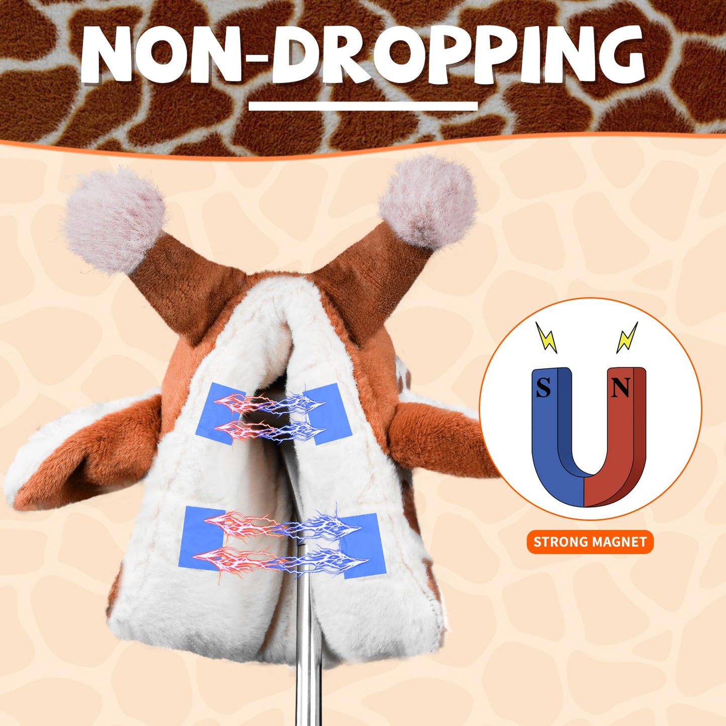 LZFAN Golf Club Covers Funny Golf Blade Mallet Putter Cover Animal Golf Club Head Covers Golf Gifts for Men Women Plush Giraffe