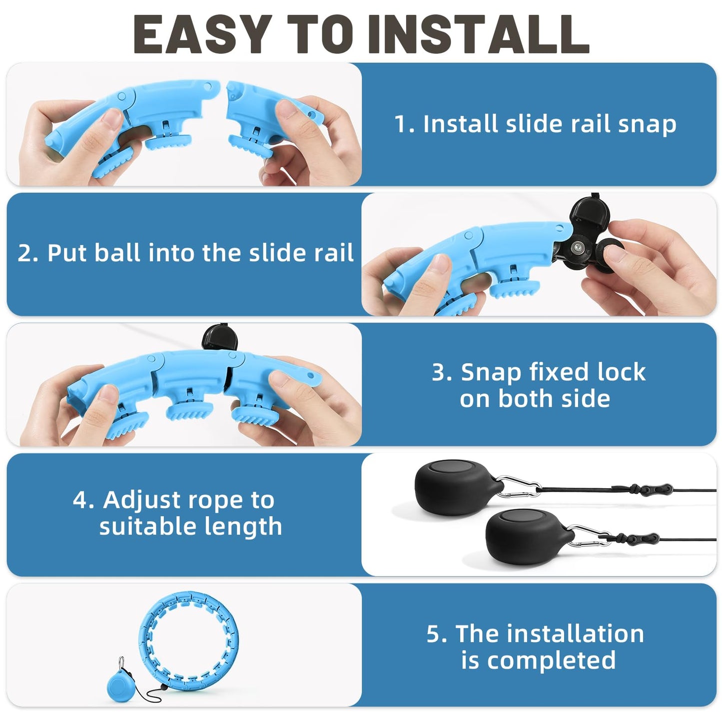 Weighted Fit Hoop Plus Size for Adult Weight Loss, 32 Detachable Links Smart Fitness Hoop, Fitness and Massage 2 in 1, Great for Adults and Beginners (Blue)