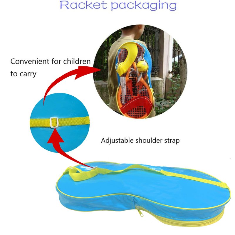 Crefotu Kid Tennis Racket Set for Toddler,Children,Sponge Handle, Includes 6 Badminton, 1 Tennis Ball, Bag and 2 Balls - Increase Children's Sports,Improve Tennis Skills (Grey Orange&Green)