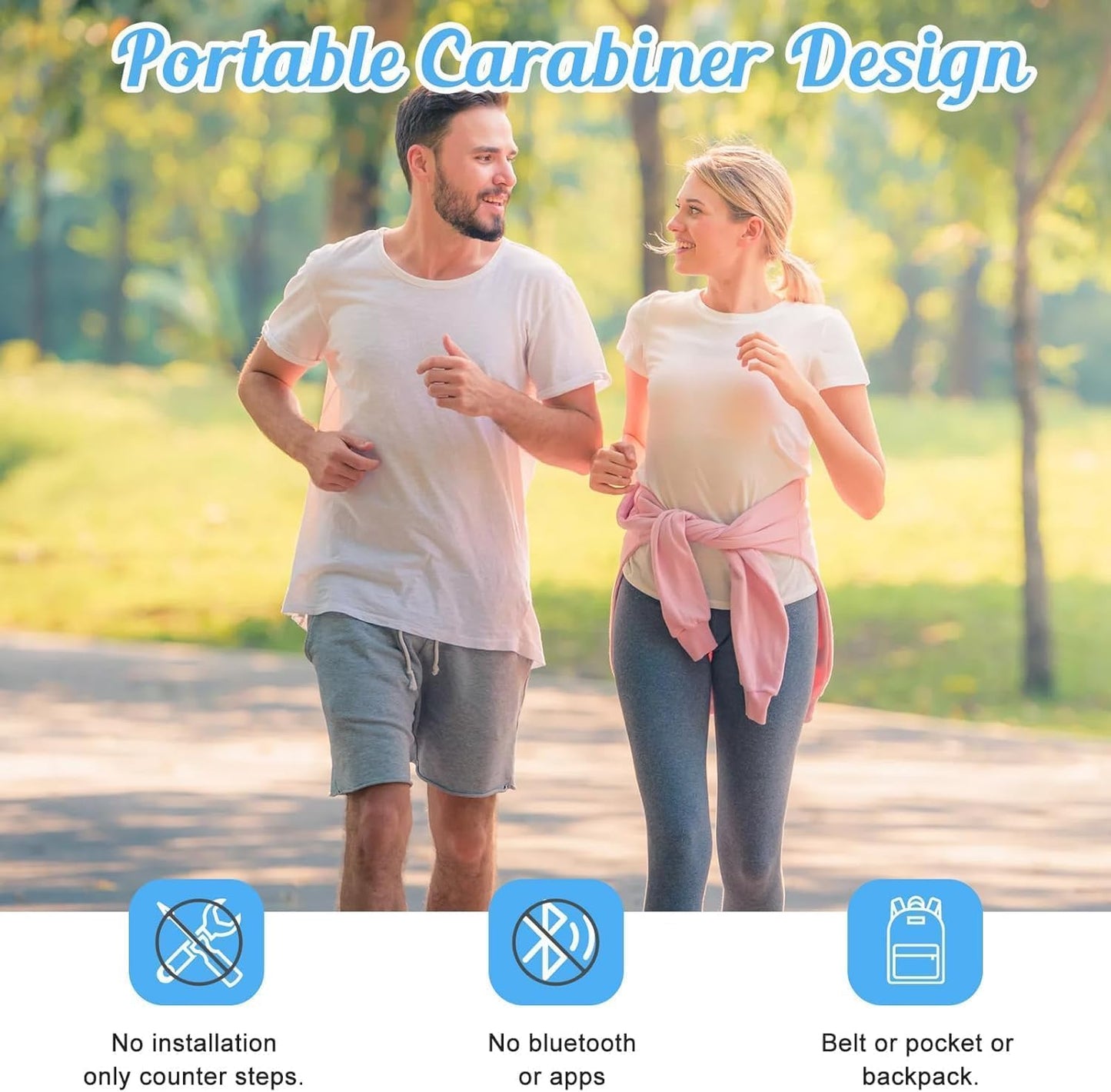Simple Pedometer for Walking, Accurate Step Tracker with Carabiner, 3D Step Counter for Men Seniors