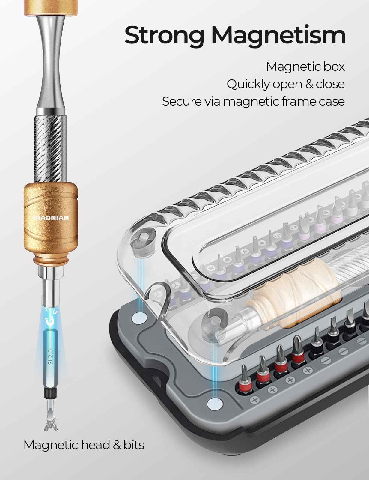 37 in 1 Precision Screwdriver Set XIAONIAN Mini Screwdriver,Small Screwdriver Set,Compact Micro Repair Tool Kit with Magnetic Tip 360°Spin,for DIY,Phones,Laptops,Watch,Eyeglasses,Small Appliances
