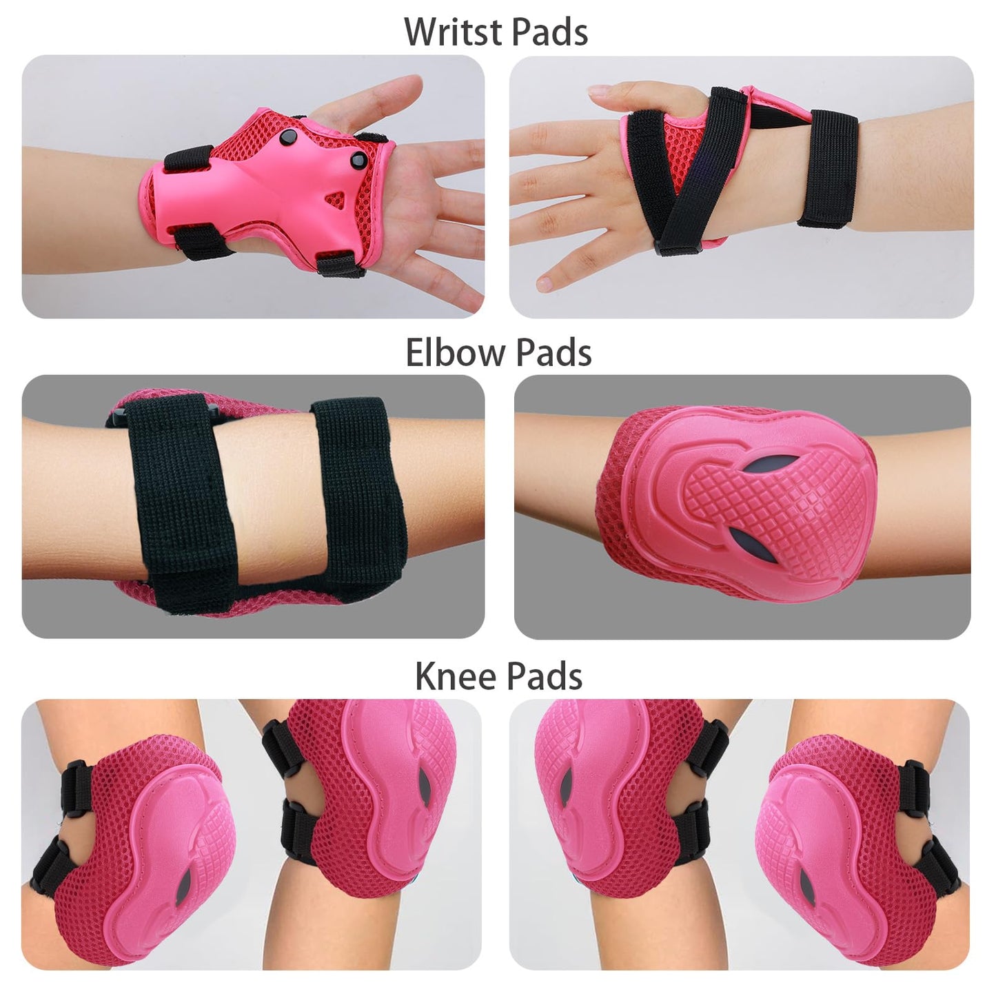 Adjustable Kids Knee Pads Elbow Pads Wrist Guards Set for 3-8 Years Child Protective Gear Set for Roller Skates,BMX,Bike,Cycling, Skateboard, Inline Skating, Scooter Riding Sports,Football，S