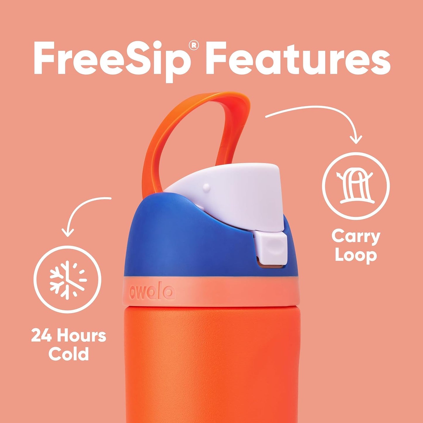 Owala Kids FreeSip Water Bottle - Insulated Stainless Steel with Straw, 16 oz, Blue Citrus - BPA-Free
