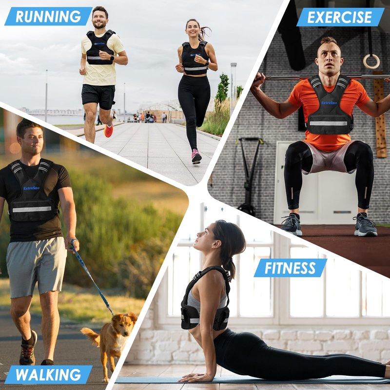 Adjustable Weighted Vest for Women, 4-10lb Weight Vest with 6 Ironsand Weights, Body Weight Vest Exercise Set with Reflective Strip for Strength Training and Workout