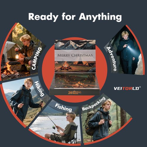 VEITORLD Gifts for Him Men Husband Dad Valentines Day - Survival Gear and Equipment 12 in 1, Survival Kits - Cool Fishing Hunting Camping Anniversary Birthday Gift for Man Teen Boy Boyfriend Women