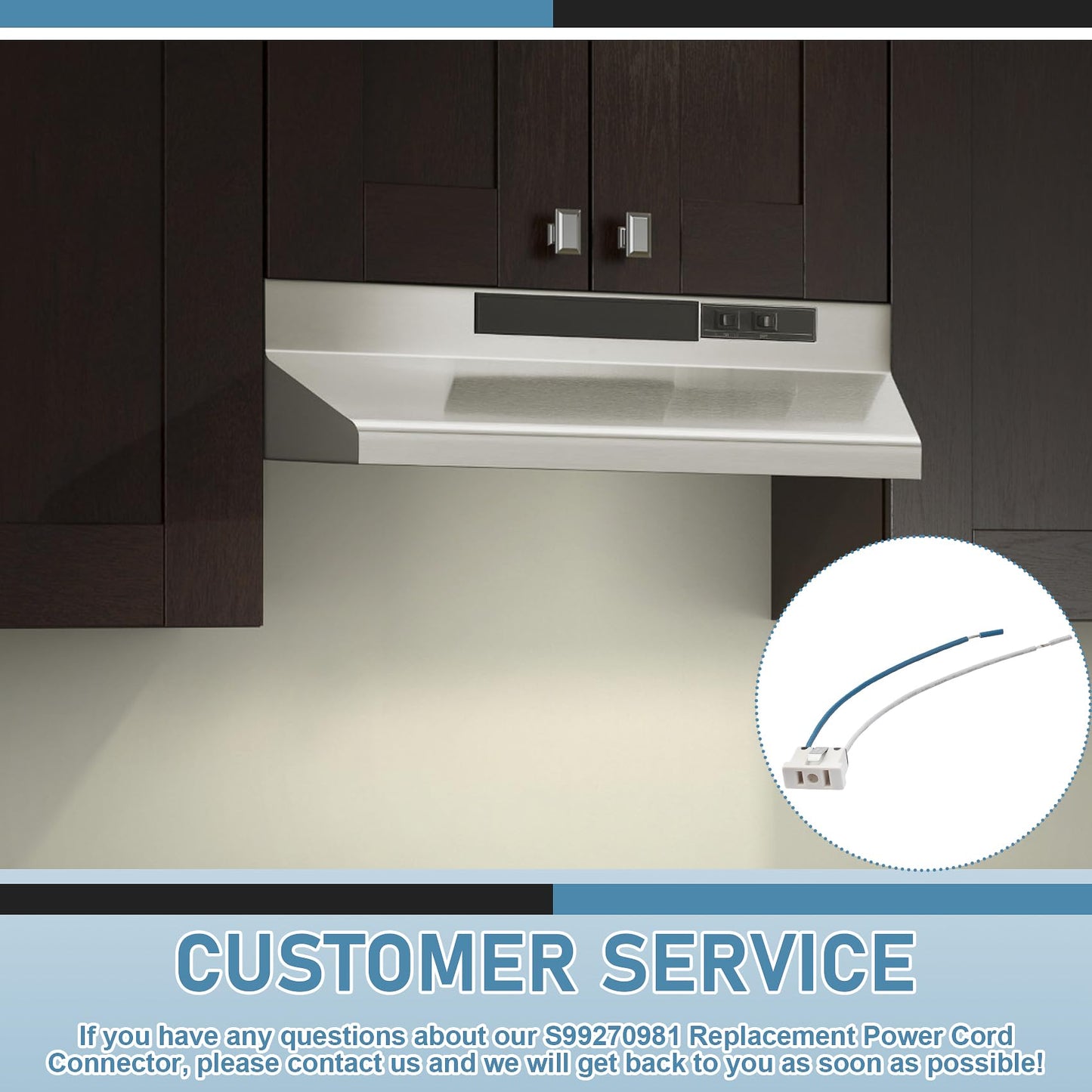 S99270981 Replacement Power Cord Connector for Broan & NuTone Exhaust Exhaust Fan, 10A 125V 18AWG Electrical Outlet, 1 Pc