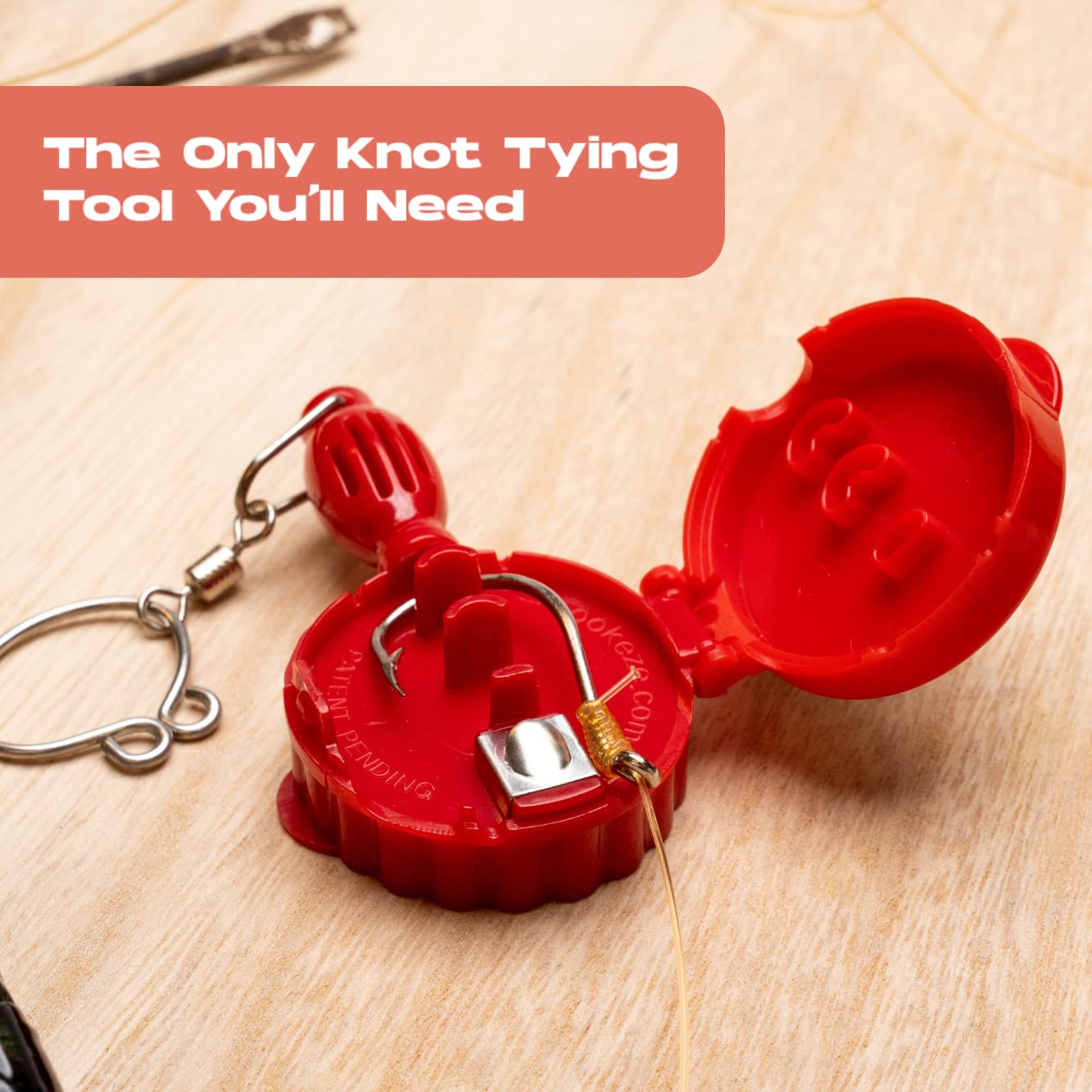 HOOK-EZE Fly Fishing Accessories - Knot Tying Tool for Tying Line to Hooks - Cool Gear and Equipment, Gadget to Tie Knots Quick and Easy - Stocking Stuffers & Fishing Gifts for Men - Orange