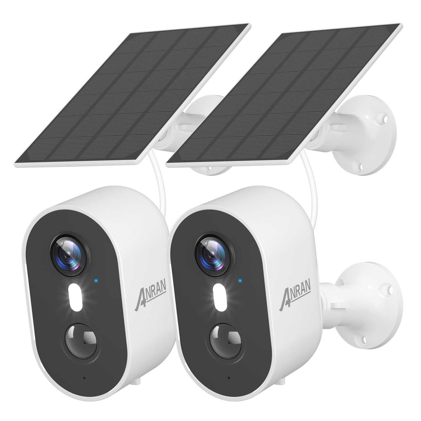 ANRAN Solar Security Cameras Wireless Outdoor for Home Security, 3MP 2K Color Night Vision WiFi Surveillance Home Camera with Solar Panel, Spotlight, PIR Detection, 2-Way Talk, 2 Packs