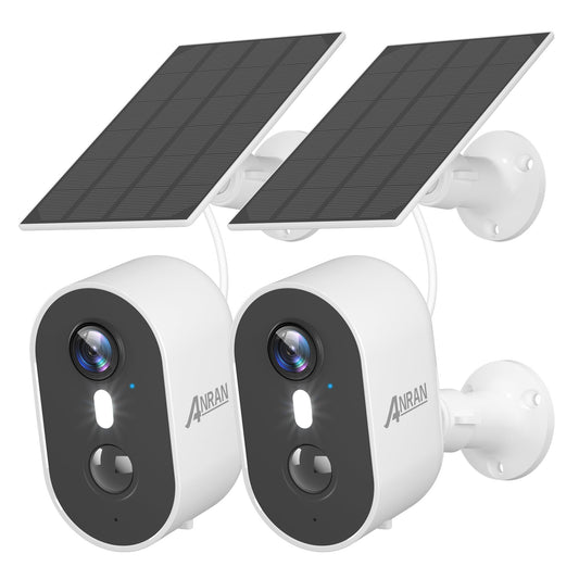 ANRAN Solar Security Cameras Wireless Outdoor for Home Security, 3MP 2K Color Night Vision WiFi Surveillance Home Camera with Solar Panel, Spotlight, PIR Detection, 2-Way Talk, 2 Packs
