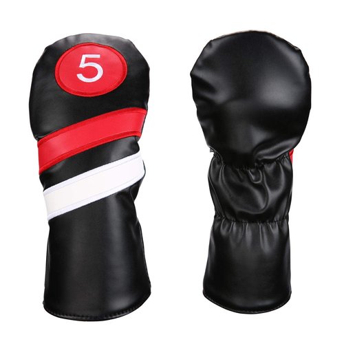 LONGCHAO Golf Head Covers 3pcs/Set Driver Fairway Wood Headcovers White Red and White Vintage PU Leather 1 3 5 Driver and Fairway Head Covers for Golf Club (1/3/5 Black)