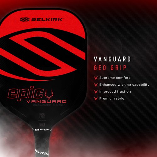 Selkirk Sport Vanguard Hybrid Pickleball Paddle | Carbon Fiber Pickleball Paddle with a Polypropylene X5 Core | Pickleball Rackets | Epic Midweight Red