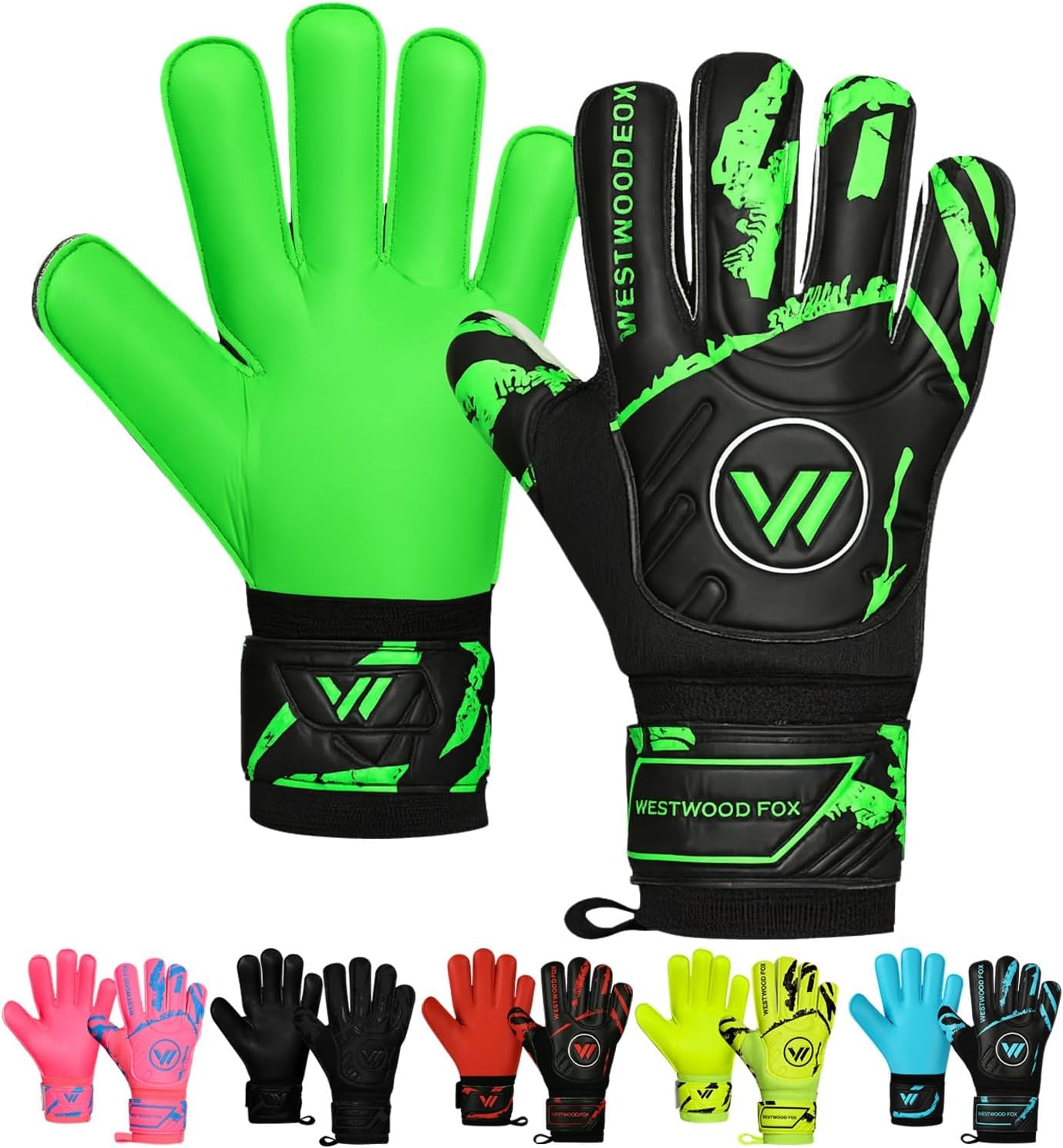 Westwood Fox Goalie Gloves - Heavy Grip Palm with Finger Protection for Kids & Adults | 4+3 mm Latex
