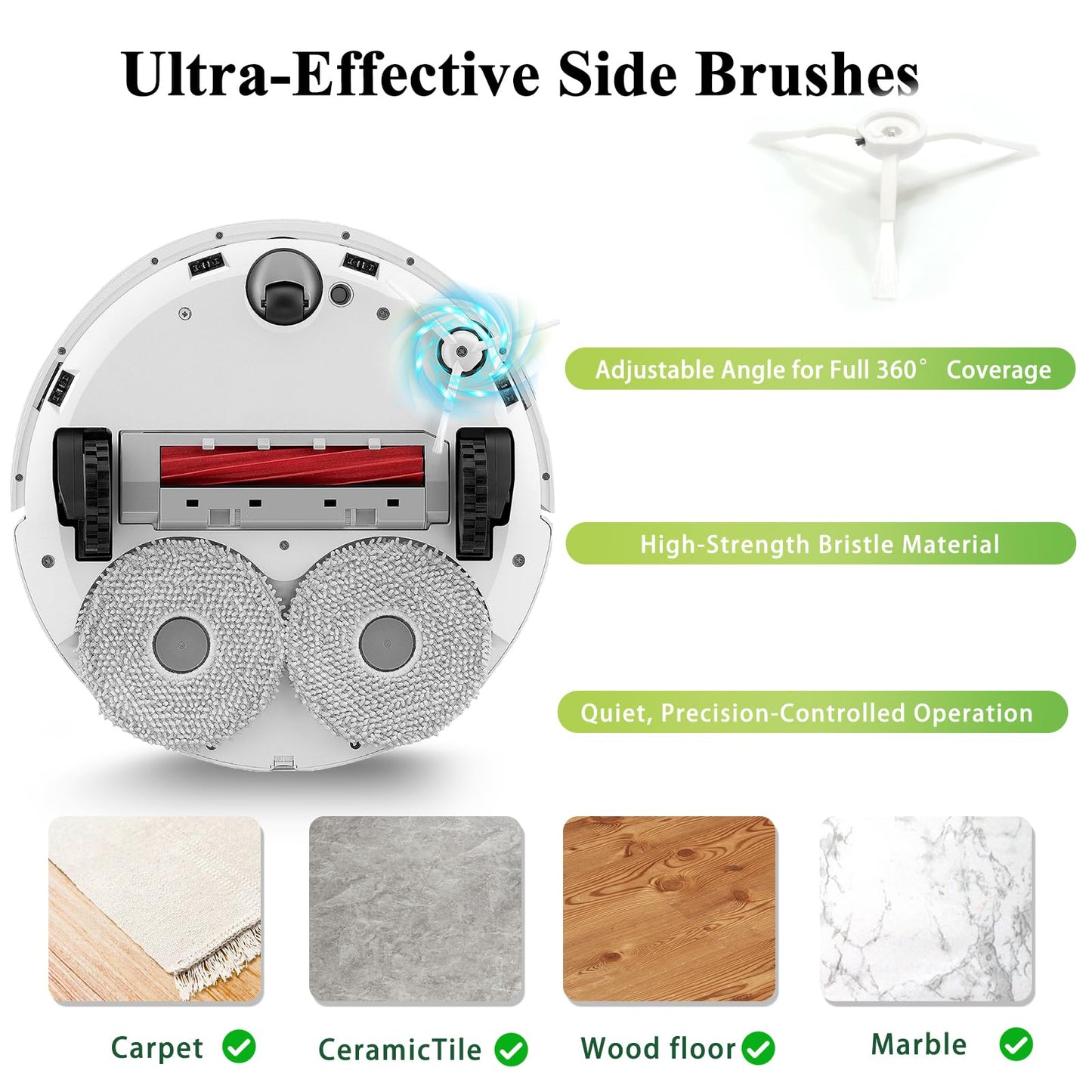 Soniicmomo Side Brushes Replacement Compatible with Roborock Q Revo/Qrevo S/Qrevo Pro/Qrevo Master/S8/S8+/ S8 Pro Ultra/Q5/Q7/Q7Max/Q8 Max/S7/S7 Max Ultra/S7 MaxV/S6/S5/S4/E2/E3/E4/E5 Robot Vacuum