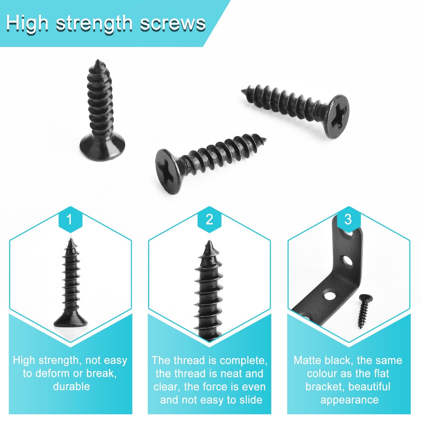 40 Pack L Shaped Corner Bracket Black 90 Degree Right Angle Metal Braces 20mm/25mm/30mm/40mm Mending Repair Plate for Furniture, Cabinets, Chairs