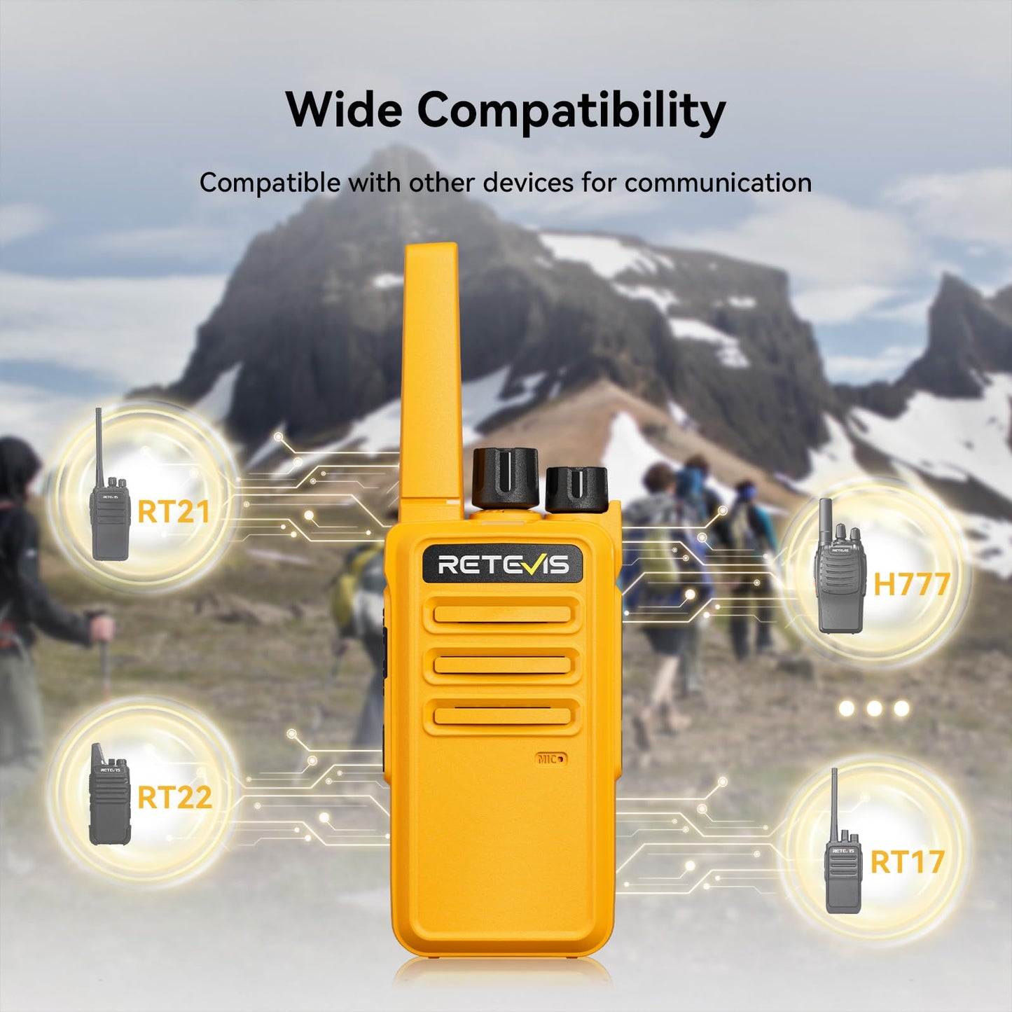 Retevis RT68 Walkie Talkies Rechargeable, Rugged Radios Walkie Talkie Long Range for Adults, Portable FRS 2 Way Radios, VOX Handsfree, 1200mAh Battery USB Charging for Outdoor Hiking Cycling (4 Pack)