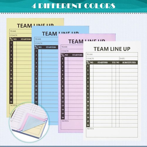 FOBSME Baseball Softball Lineup Cards - 30 Games, 16 Player Rosters | 4.53 x 7.87 Inch Scorebook