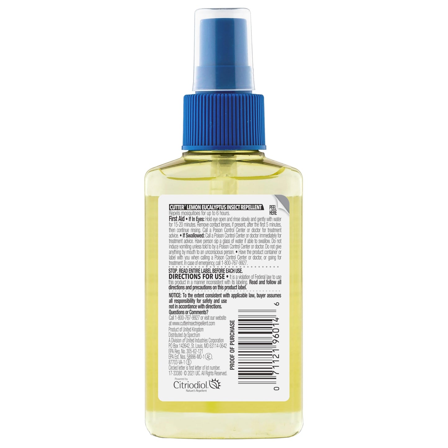 Cutter Lemon Eucalyptus Mosquito and Insect Repellent Bug Spray 4 Ounces, DEET-Free Pump Spray