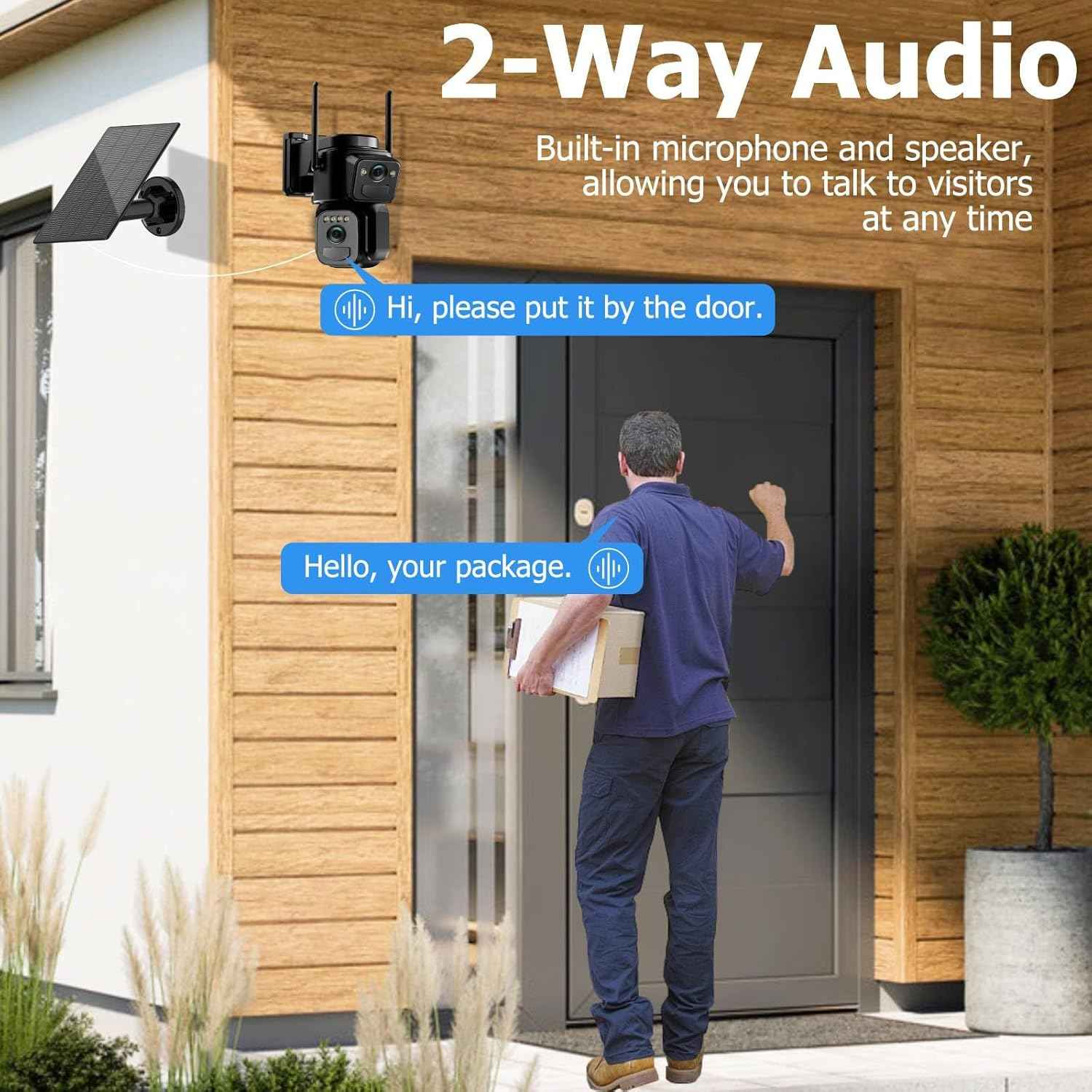 Uniter 6MP Dual Lens Solar Security Camera - Wireless Outdoor, 5G/2.4G WiFi, Night Vision, Motion Detection, 2-Way Audio