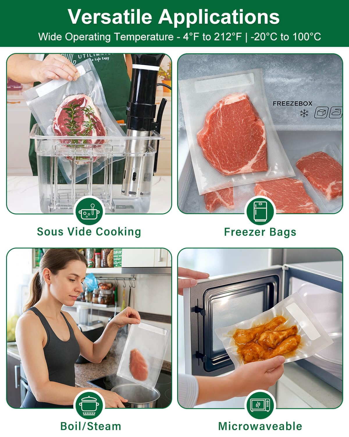 UTILIMATES Quart Vacuum Sealer Bags for Food, 8x11 Inch with Label Area