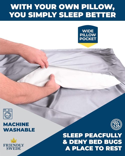 Friendly Swede Sleeping Bag Liner - Ultralight Polyester & Microfiber Adult Sleep Sack | Compact Travel Sheets