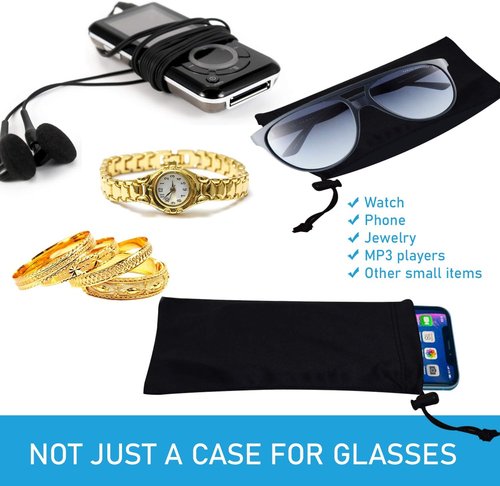 Mamlyn Microfiber Sunglasses Pouch - Premium Quality With Spring Fastener | Stylish & Durable