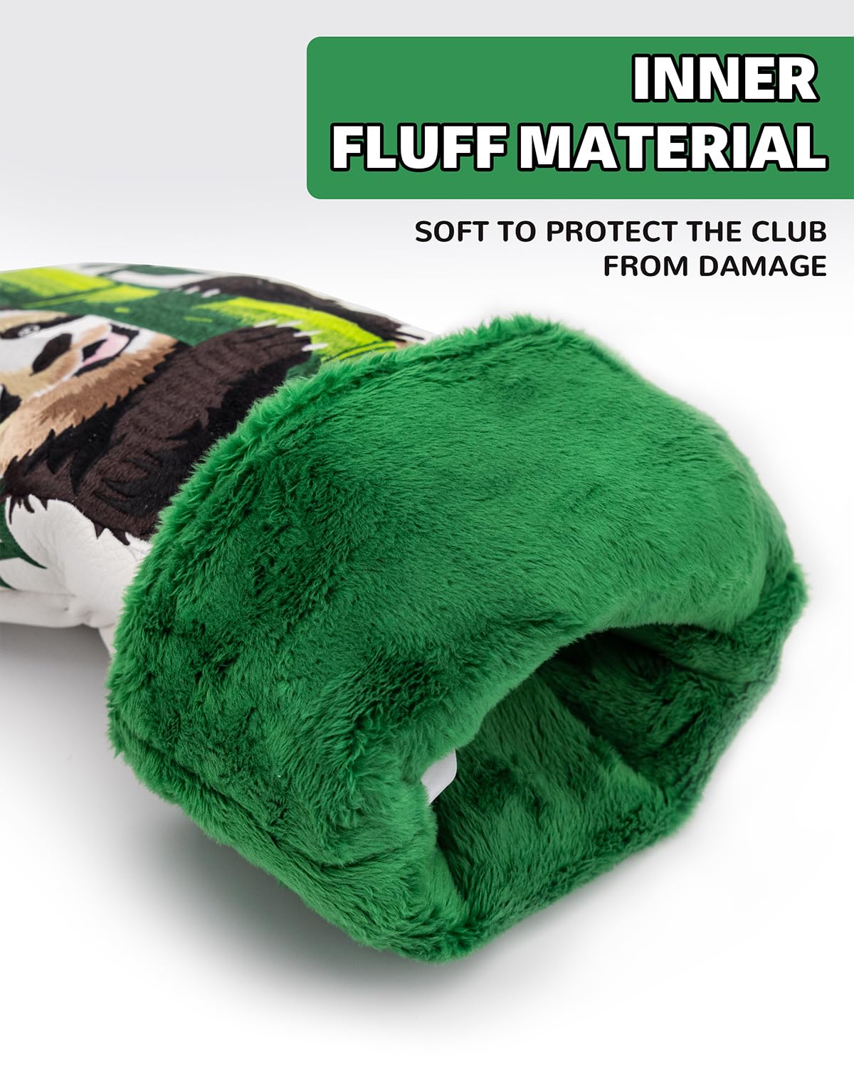 3pcs Panda Style Golf Head Covers, YXFSG Golf Club Covers Funny for Drivers, Fairway Woods, Hybrids, Mallet Blade Putter Golf Headcovers with Advanced Embroidery Soft Lined PU Leather for Most Brands