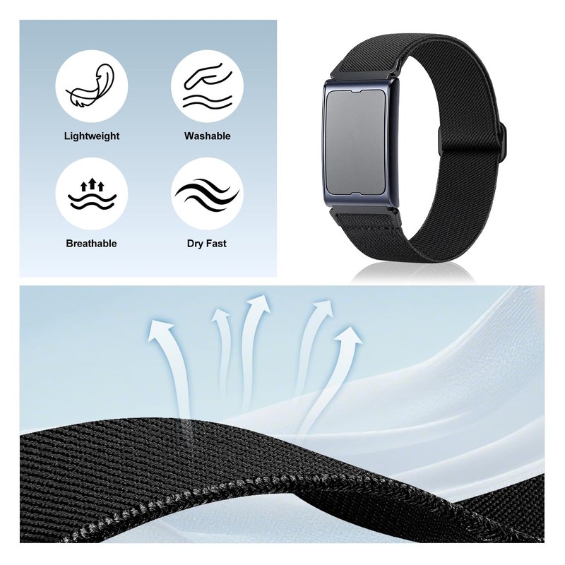 Oanux 22mm Sport Stretchy Ankle/Arm Band Compatible with Amazfit Helio, Quick Release Elastic Nylon Bicep Strap Replacement for Garmin Venu 3/Venu 4 45mm/Venu 2/Vivoactive 4/Forerunner 255 265