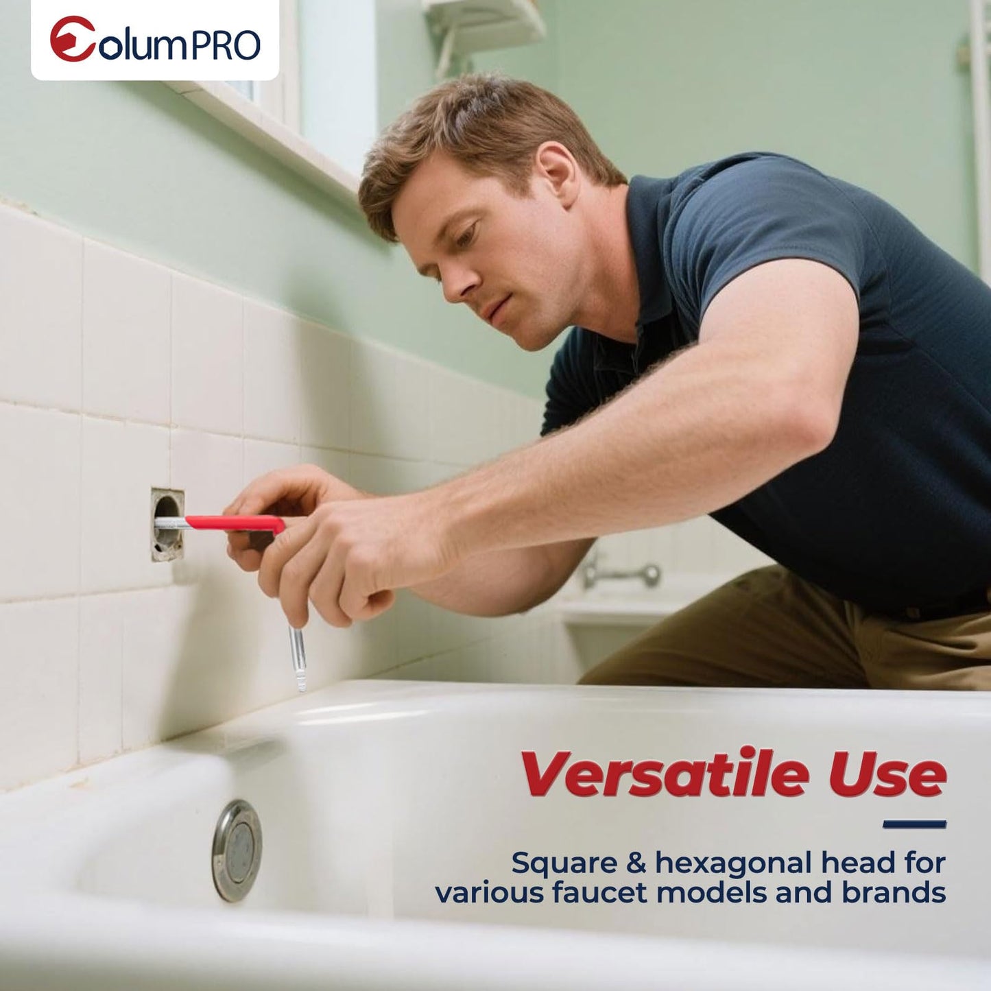 ColumPRO Faucet Seat Wrench, Dual-Ended Faucet Removal Tool, Compatible with Danco 80439, Faucet Tool for Installing Compression Seats, Hex/Square Under Sink Wrench